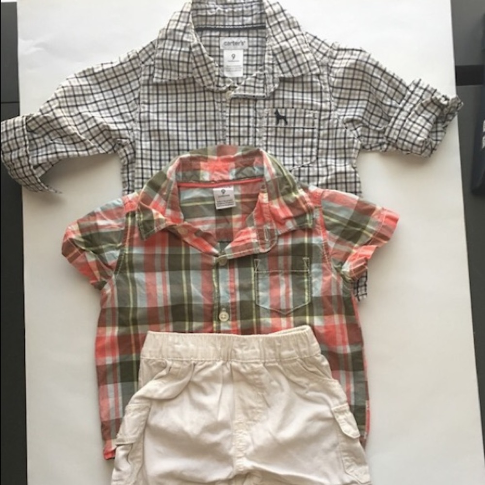 Carter’s 9 Month button up shirt & shorts lot